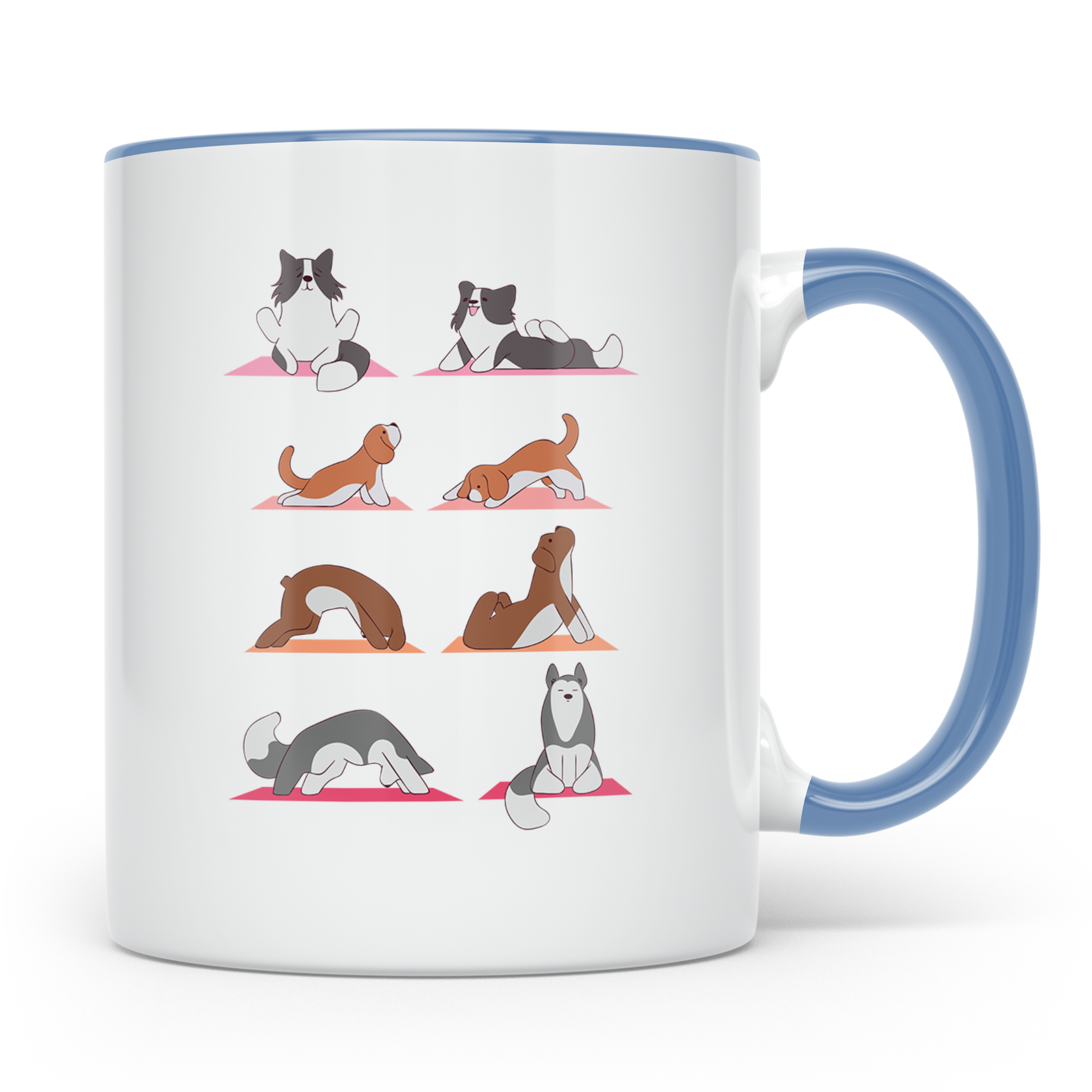 Hund Yoga Tasse lustig mit Doga Motiv für Yogis & Hundeliebh – Blau [farbe:blau]