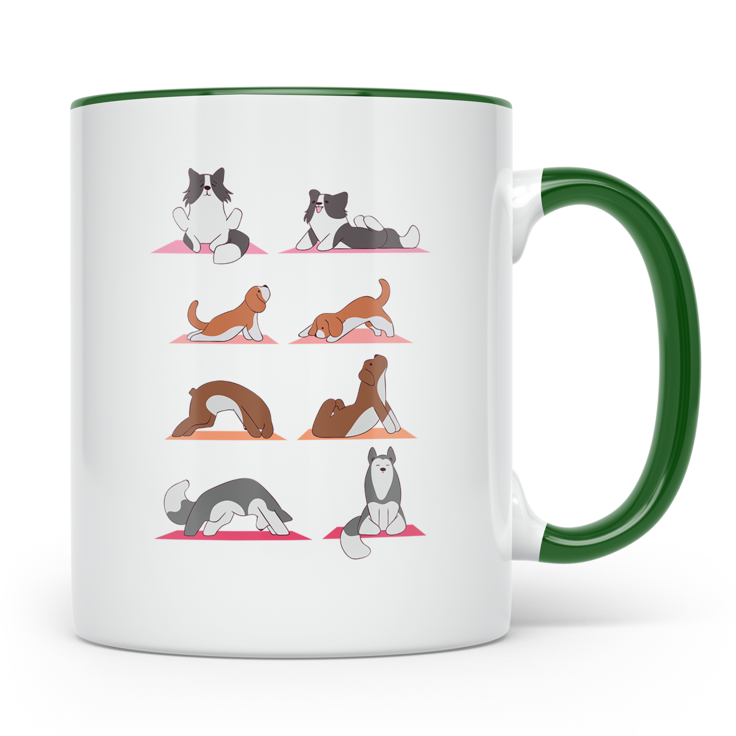Hund Yoga Tasse lustig mit Doga Motiv für Yogis & Hundeliebh – Grün [farbe:grün]