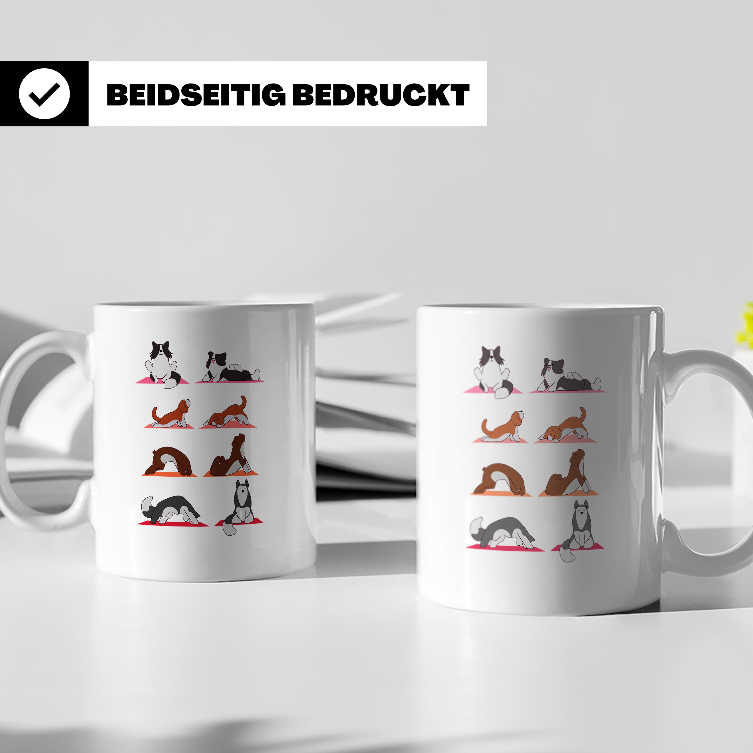 Hund Yoga Tasse lustig mit Doga Motiv für Yogis & Hundeliebh – Weiß [farbe:weiß]