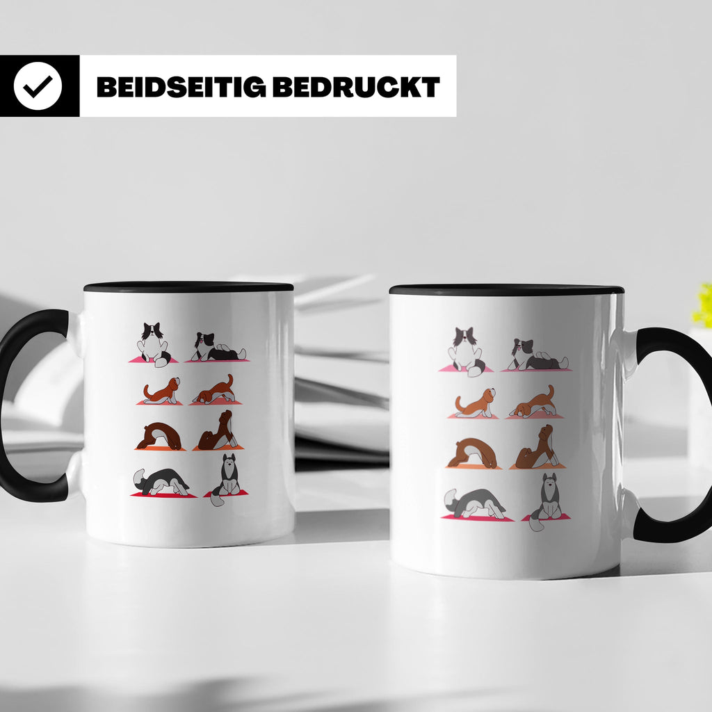 Hund Yoga Tasse lustig mit Doga Motiv für Yogis & Hundeliebh – Schwarz [farbe:schwarz]