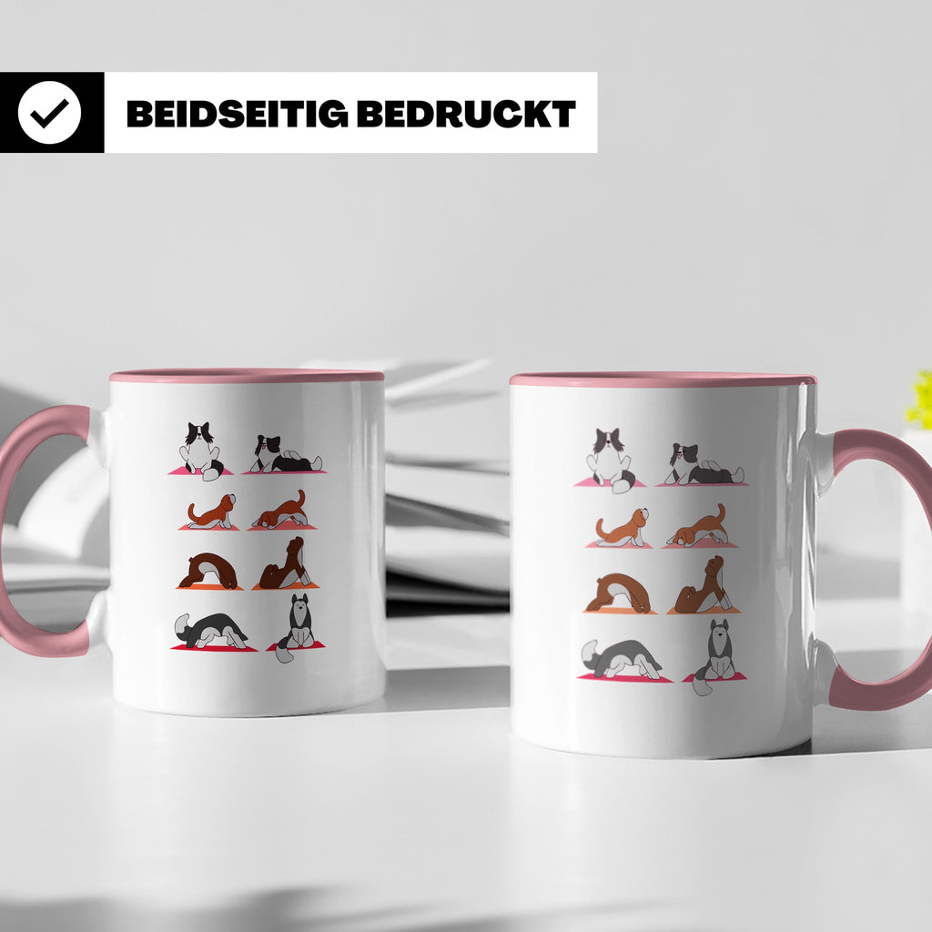 Hund Yoga Tasse lustig mit Doga Motiv für Yogis & Hundeliebh – Rosa [farbe:rosa]