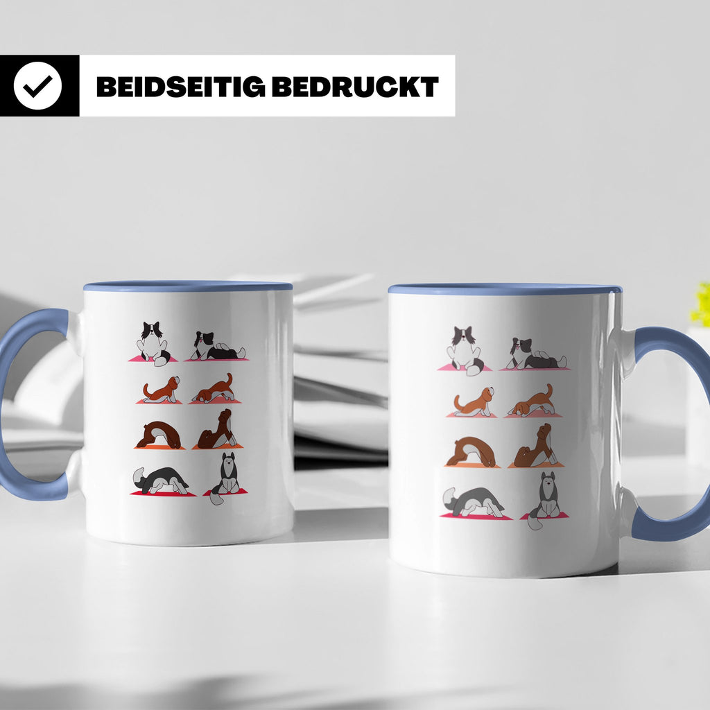 Hund Yoga Tasse lustig mit Doga Motiv für Yogis & Hundeliebh – Blau [farbe:blau]