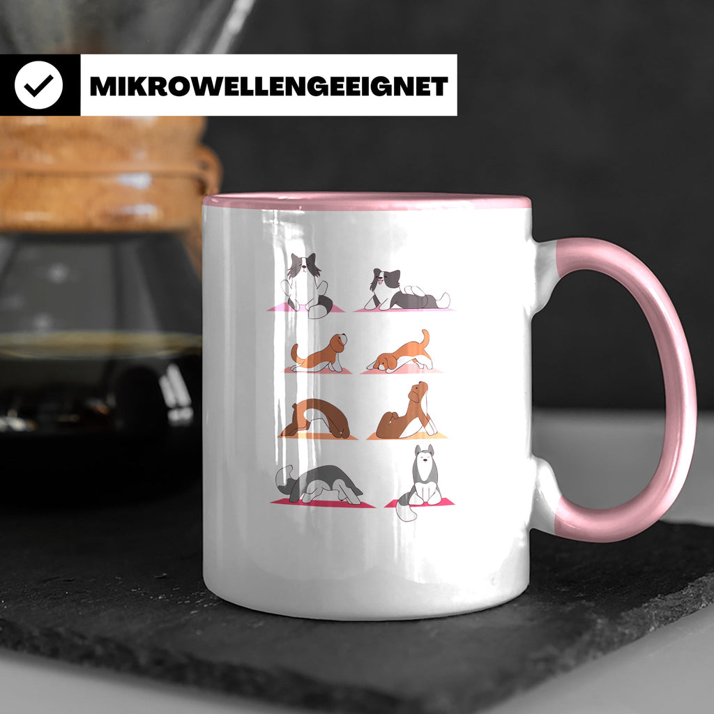 Hund Yoga Tasse lustig mit Doga Motiv für Yogis & Hundeliebh – Rosa [farbe:rosa]
