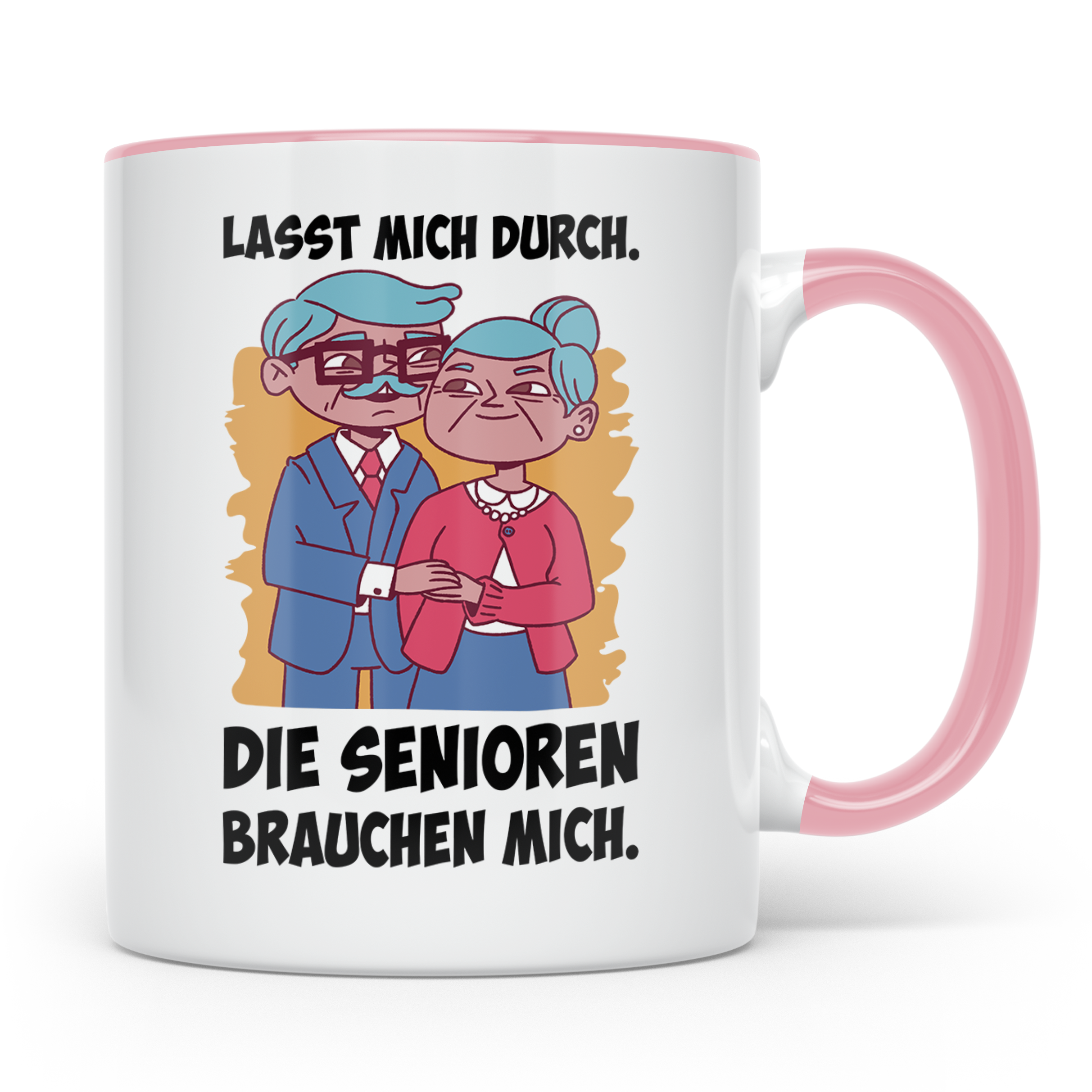 Altenpfleger Tasse mit Spruch 'Lasst mich durch die Senioren – Rosa [farbe:rosa]