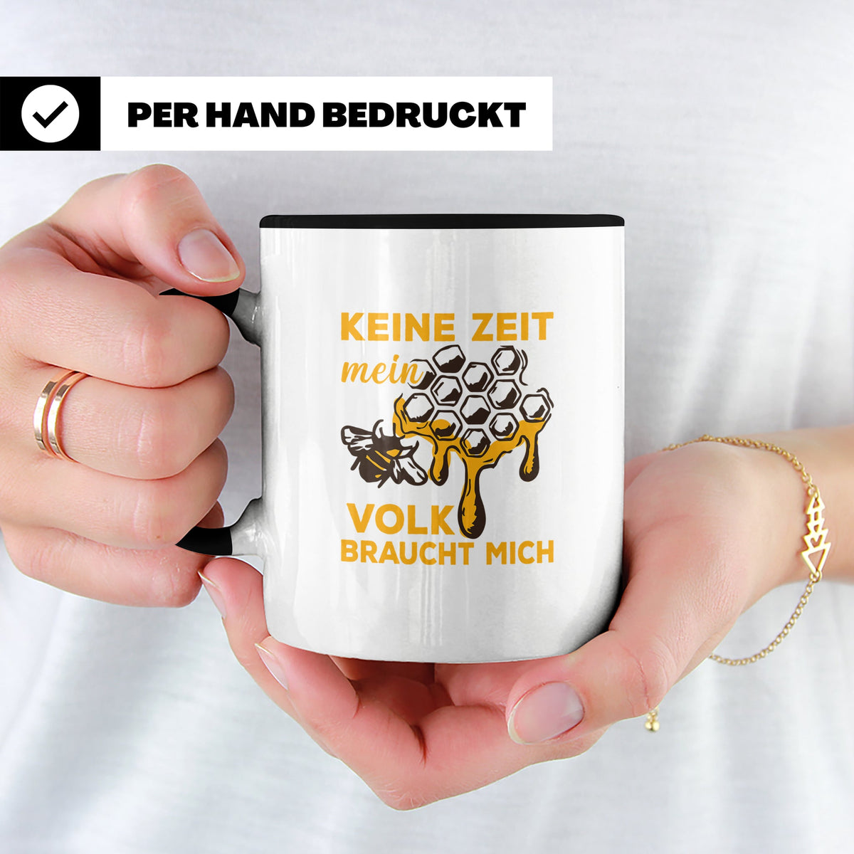Imker Tasse mit Spruch Keine Zeit mein Volk braucht mich | G – Schwarz [farbe:schwarz]