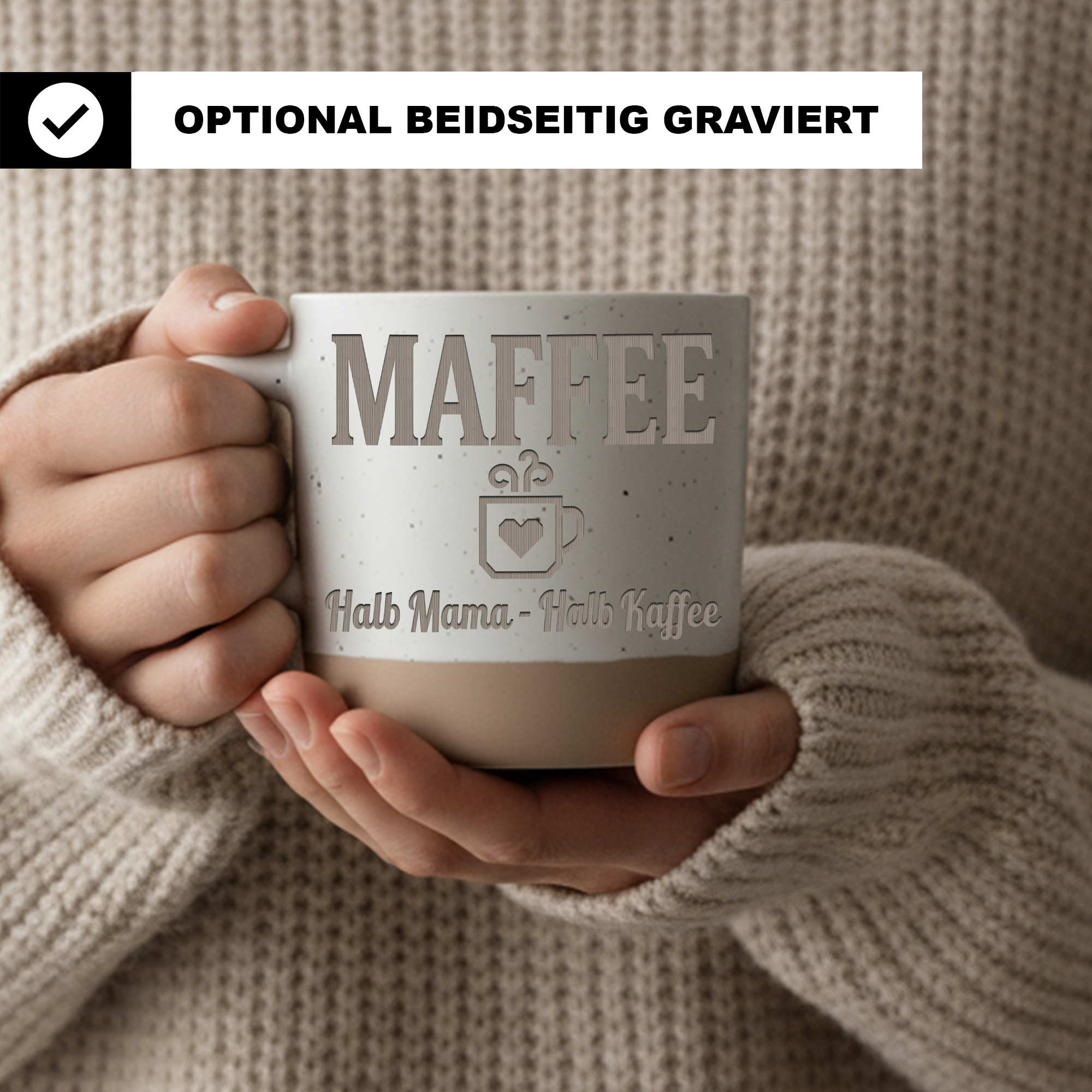 Maffee Tasse Halb Mama Halb Kaffee Geschenk für Mama Kaffeebecher Mutt – Bild 2