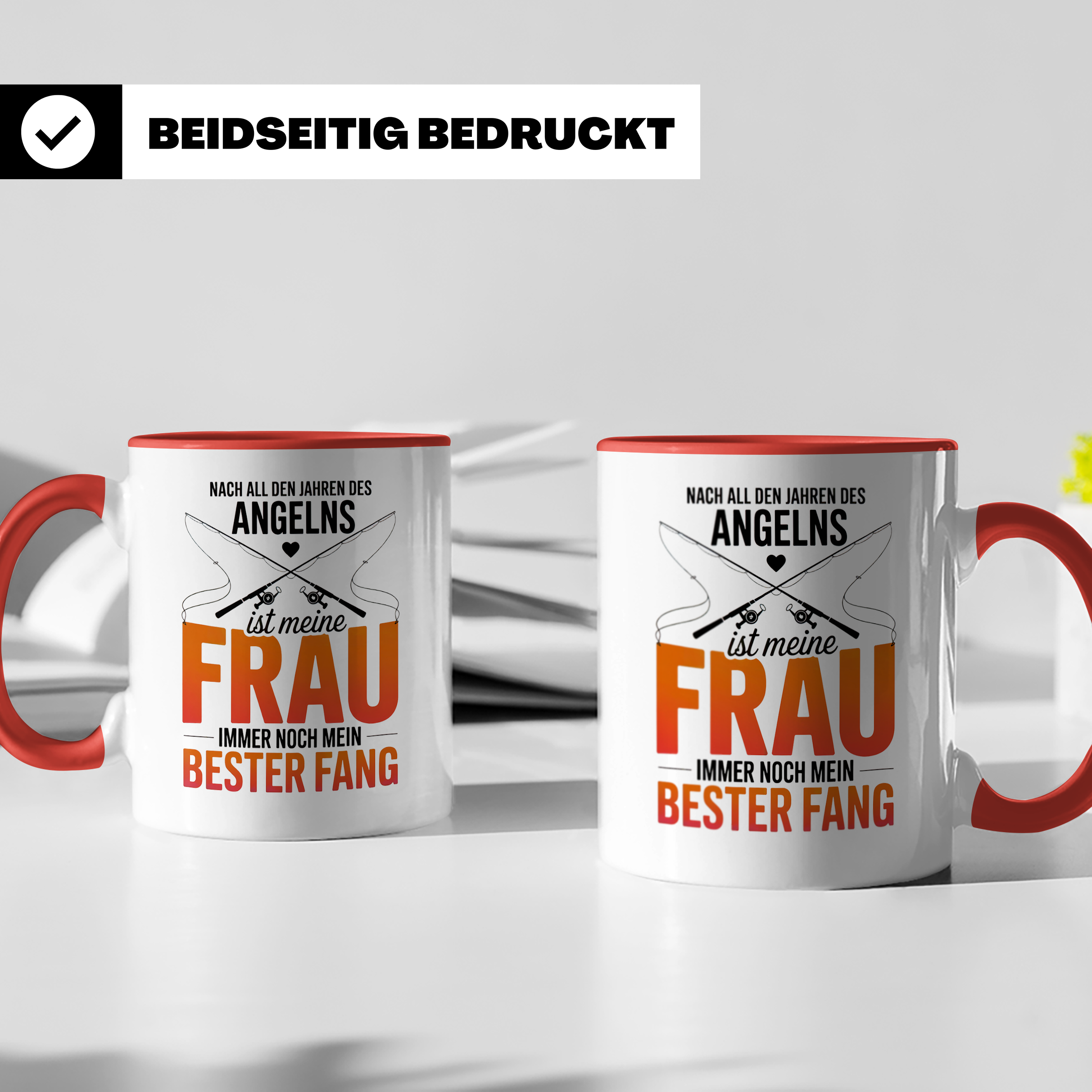 Angler Frau Kaffeetasse - Bester Fang Geschenkidee für Ehemann, Angel Sprüche Becher zum Geburtstag Vatertag, Partnerlook Tassen Set