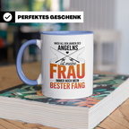 Angler Frau Kaffeetasse - Bester Fang Geschenkidee für Ehemann, Angel Sprüche Becher zum Geburtstag Vatertag, Partnerlook Tassen Set