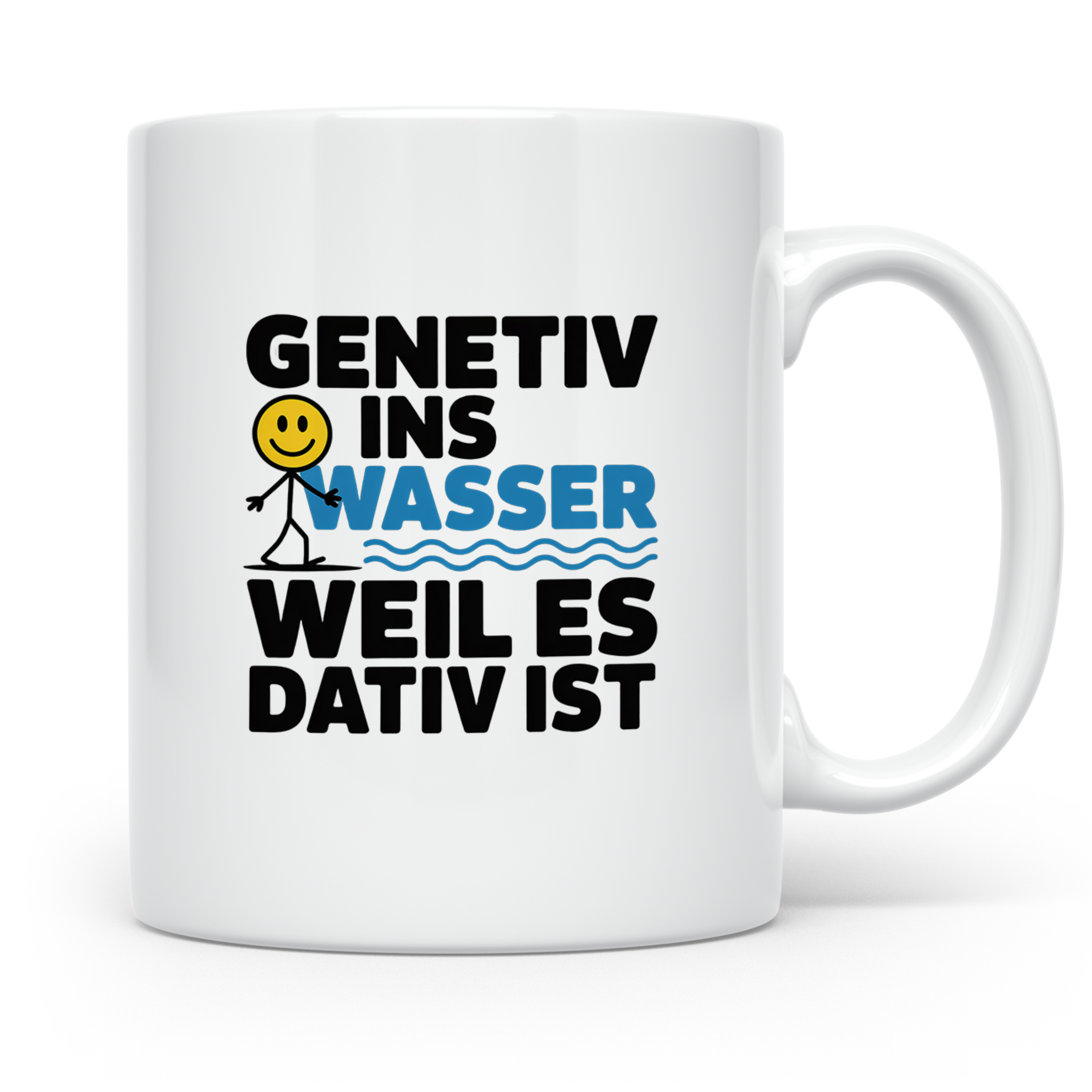 Genetiv ins Wasser weil es Dativ ist Tasse | Lustiger Gramma – Weiß [farbe:weiß]