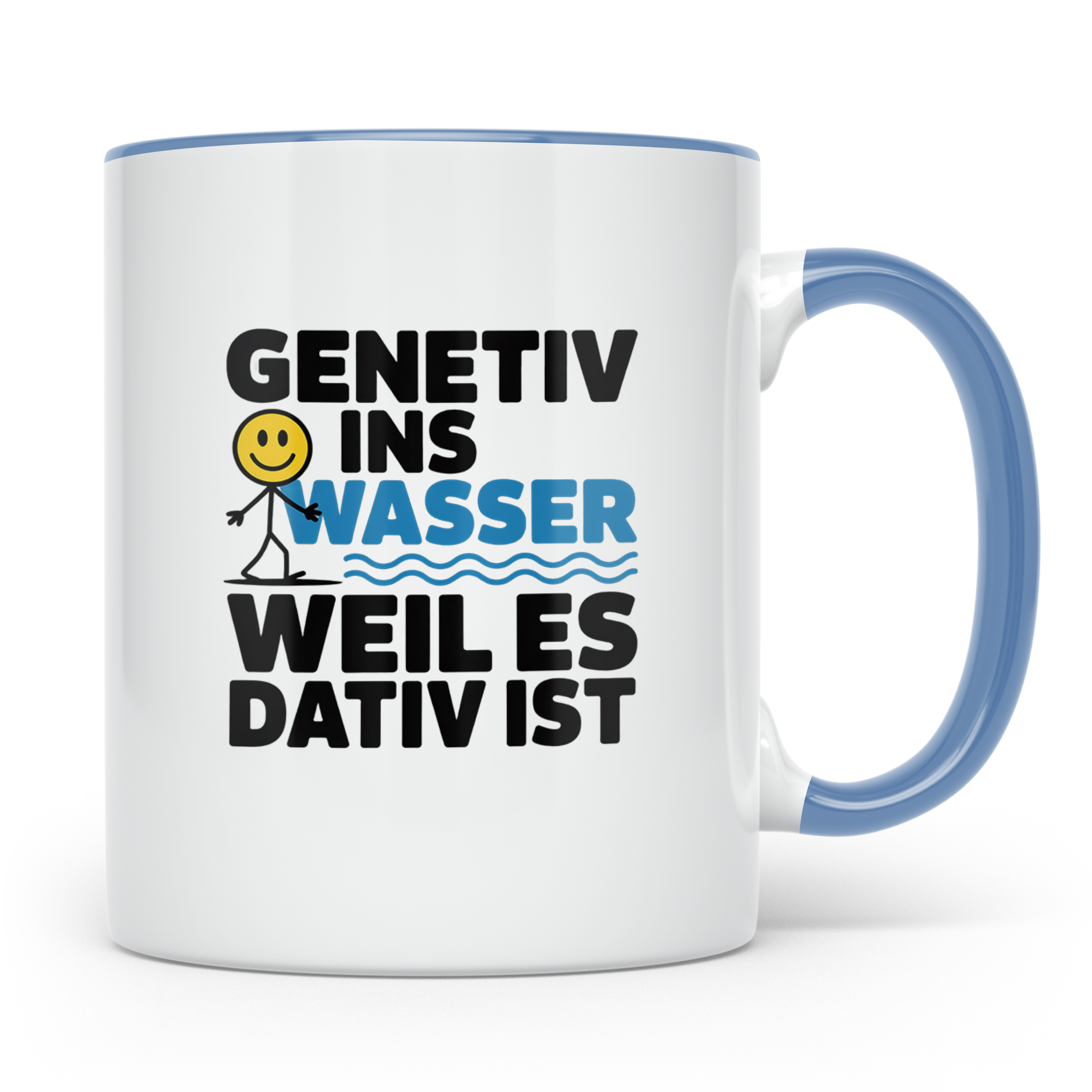 Genetiv ins Wasser weil es Dativ ist Tasse | Lustiger Gramma – Blau [farbe:blau]
