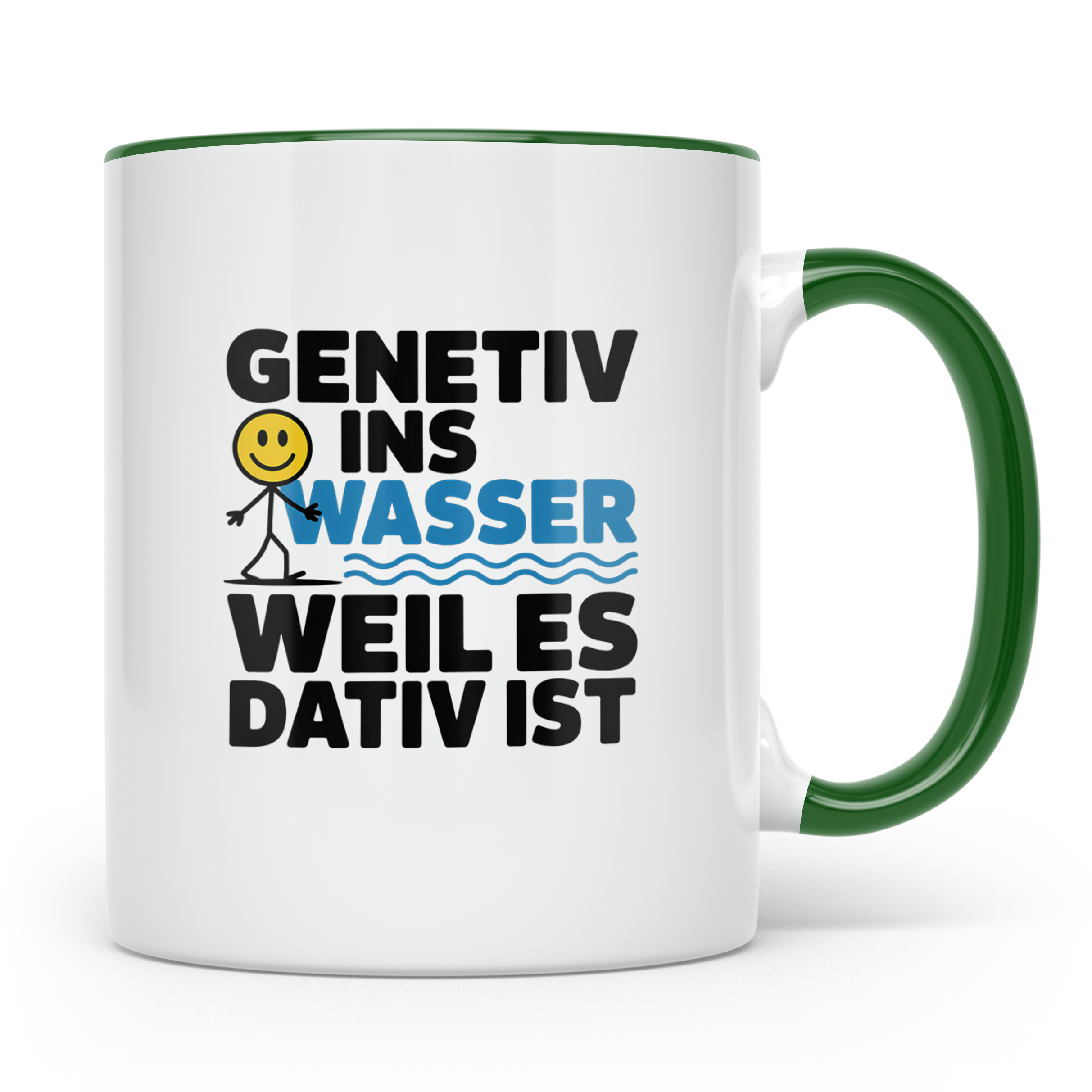 Genetiv ins Wasser weil es Dativ ist Tasse | Lustiger Gramma – Grün [farbe:grün]