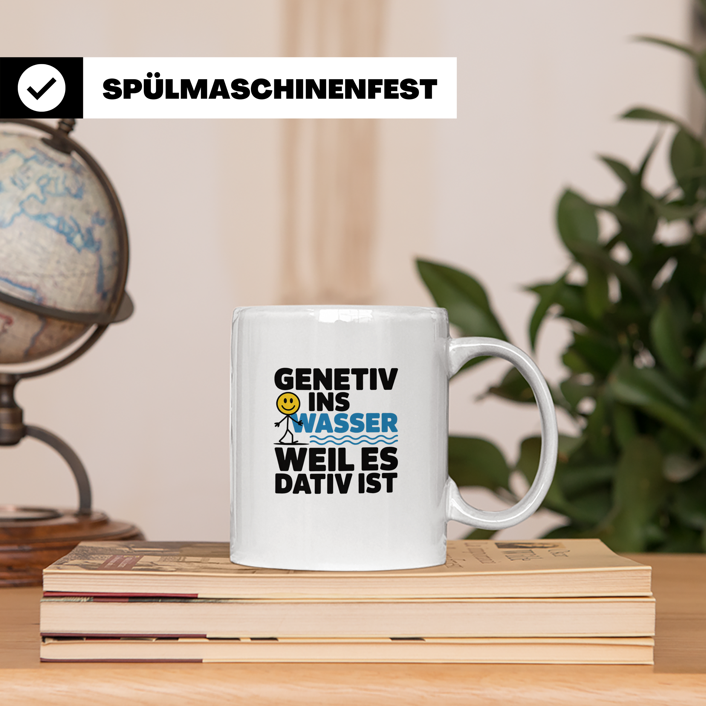 Genetiv ins Wasser weil es Dativ ist Tasse | Lustiger Gramma – Weiß [farbe:weiß]