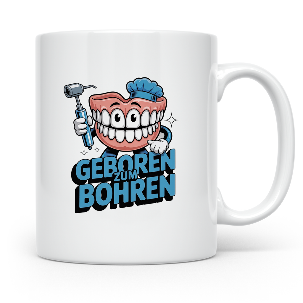 Zahnarzt Tasse Geboren zum Bohren, Lustiger Kaffeebecher für – Weiß [farbe:weiß]