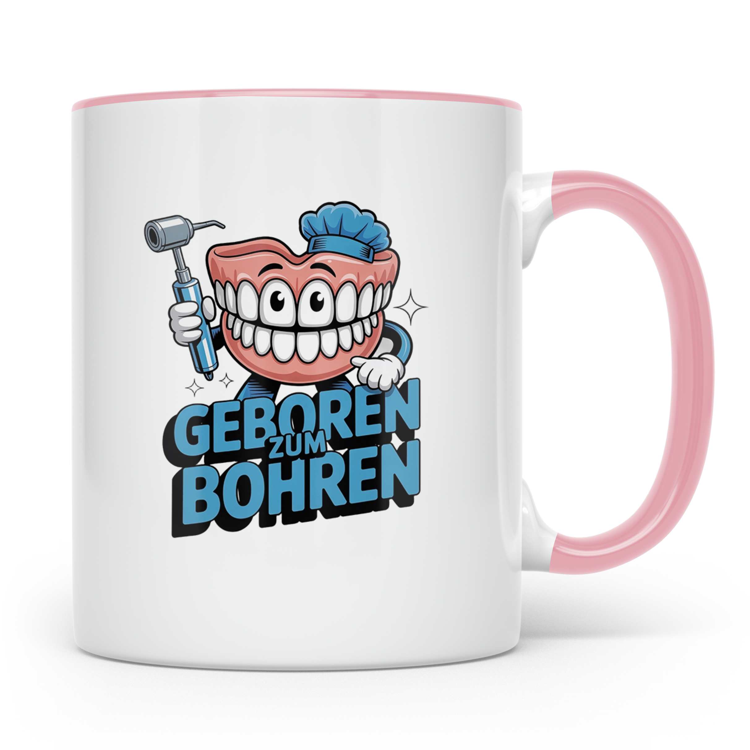 Zahnarzt Tasse Geboren zum Bohren, Lustiger Kaffeebecher für – Rosa [farbe:rosa]