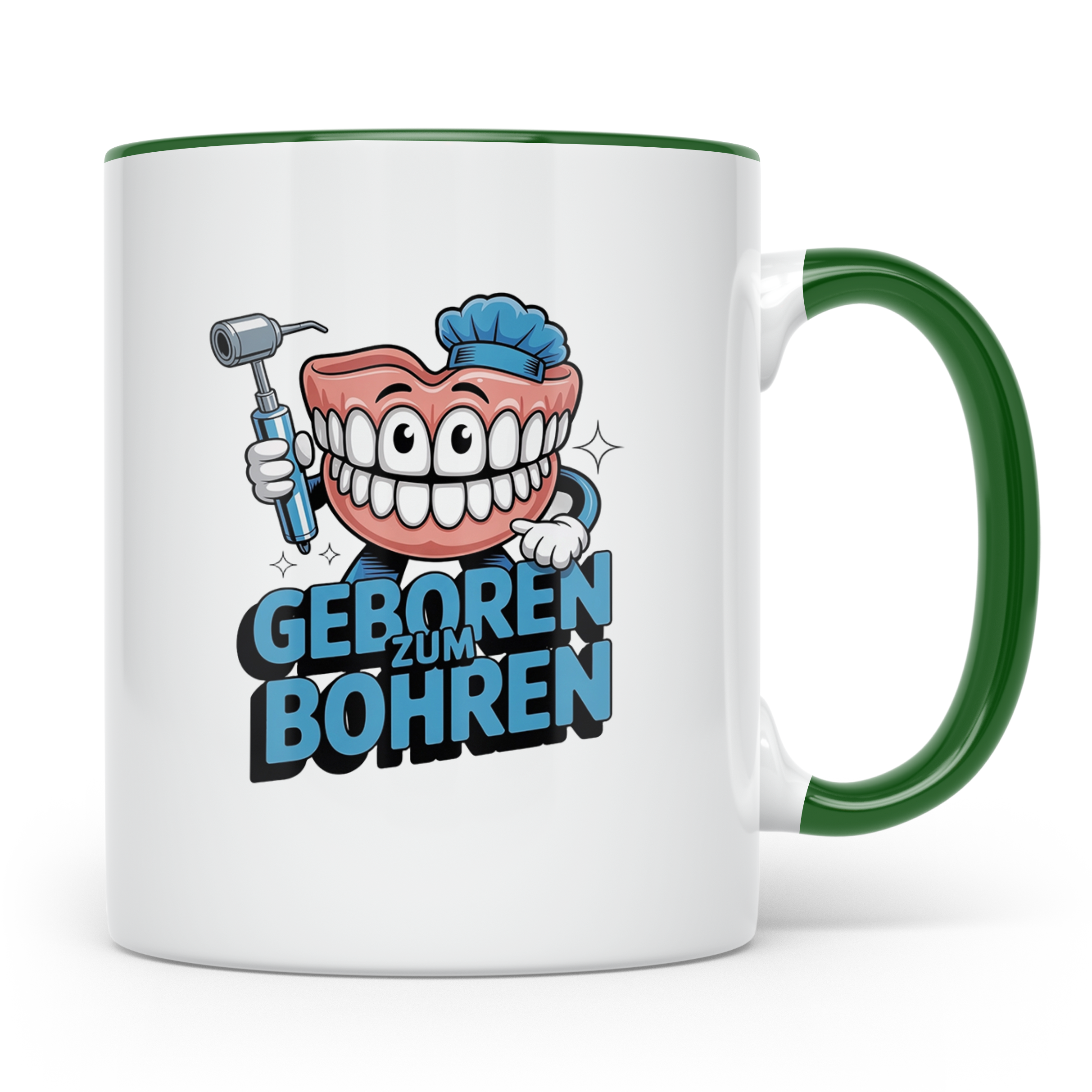 Zahnarzt Tasse Geboren zum Bohren, Lustiger Kaffeebecher für – Grün [farbe:grün]