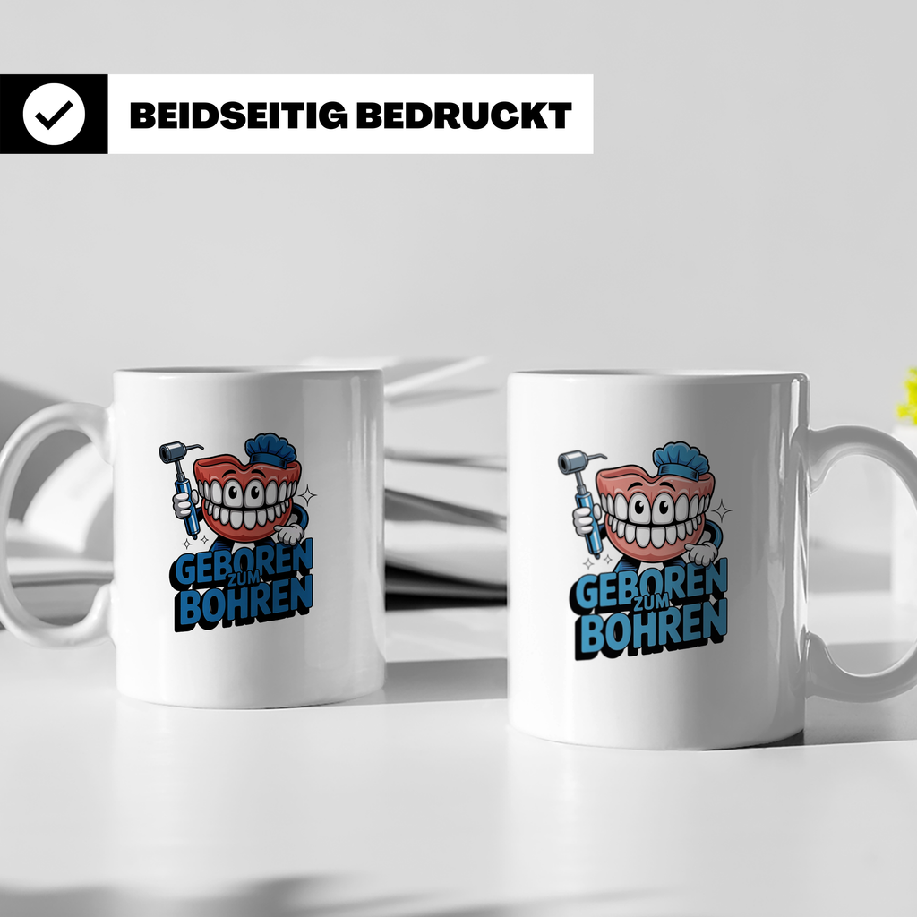 Zahnarzt Tasse Geboren zum Bohren, Lustiger Kaffeebecher für – Weiß [farbe:weiß]