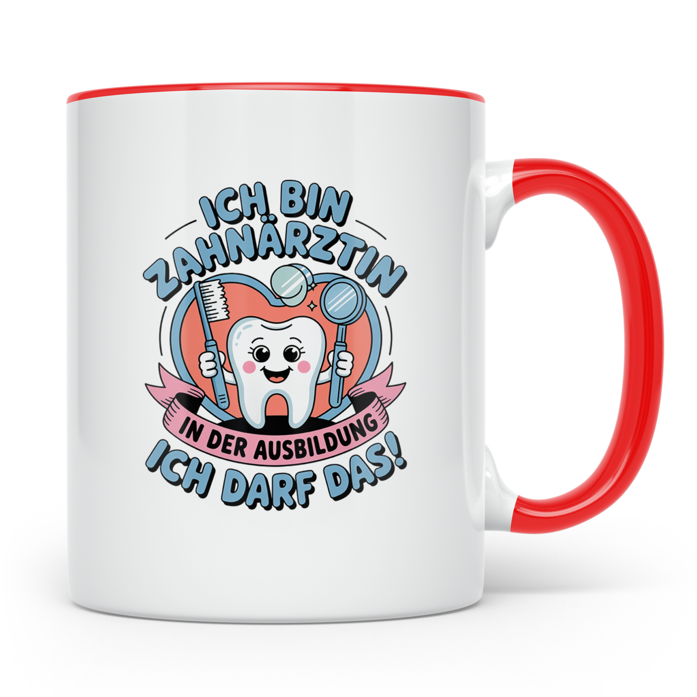 Zahnärztin in Ausbildung Tasse lustiger Spruch, Geschenk für – Rot [farbe:rot]