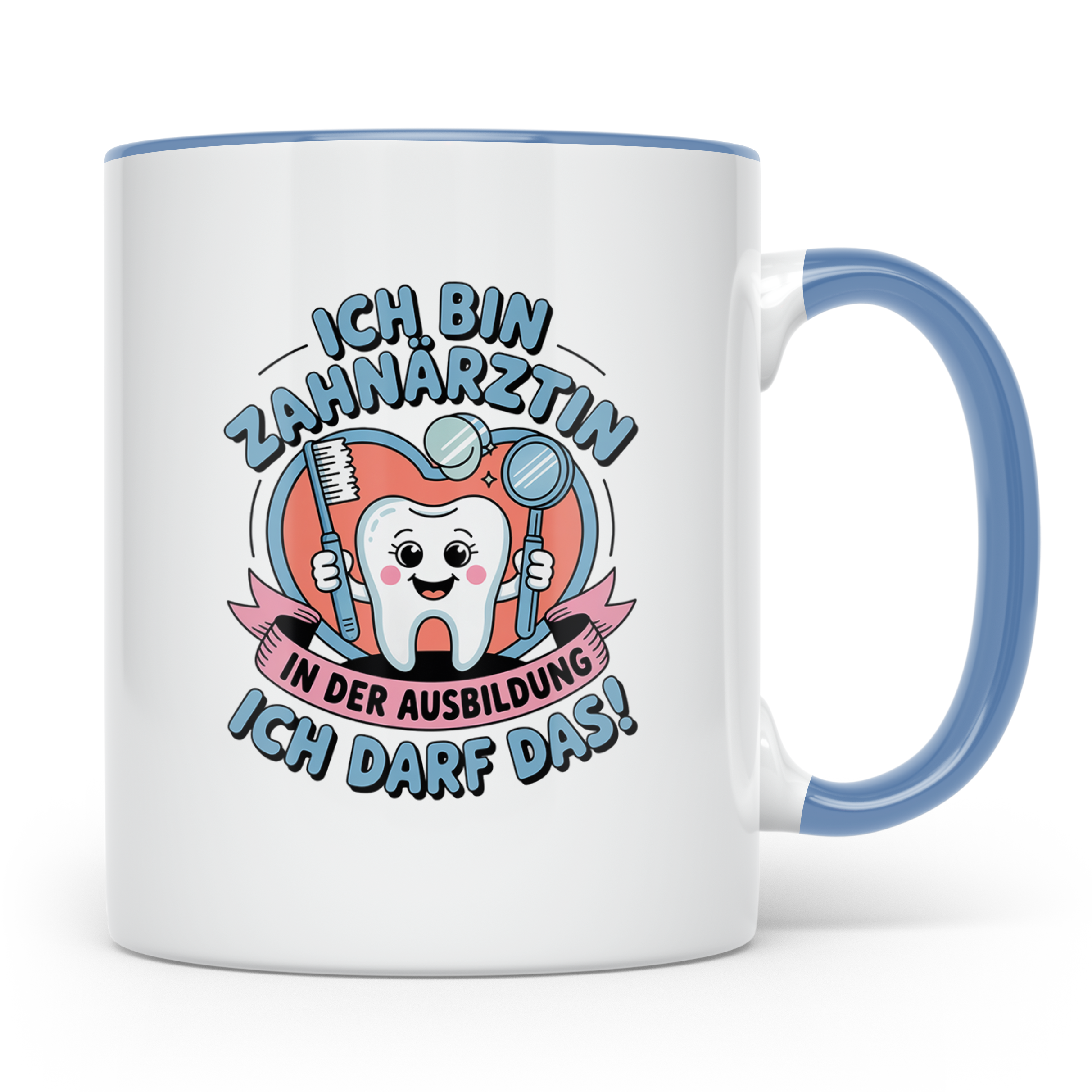Zahnärztin in Ausbildung Tasse lustiger Spruch, Geschenk für – Blau [farbe:blau]