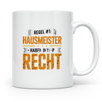 Hausmeister Tasse Spruch Regel #1 Haben immer Recht | Gesche – Weiß [farbe:weiß]