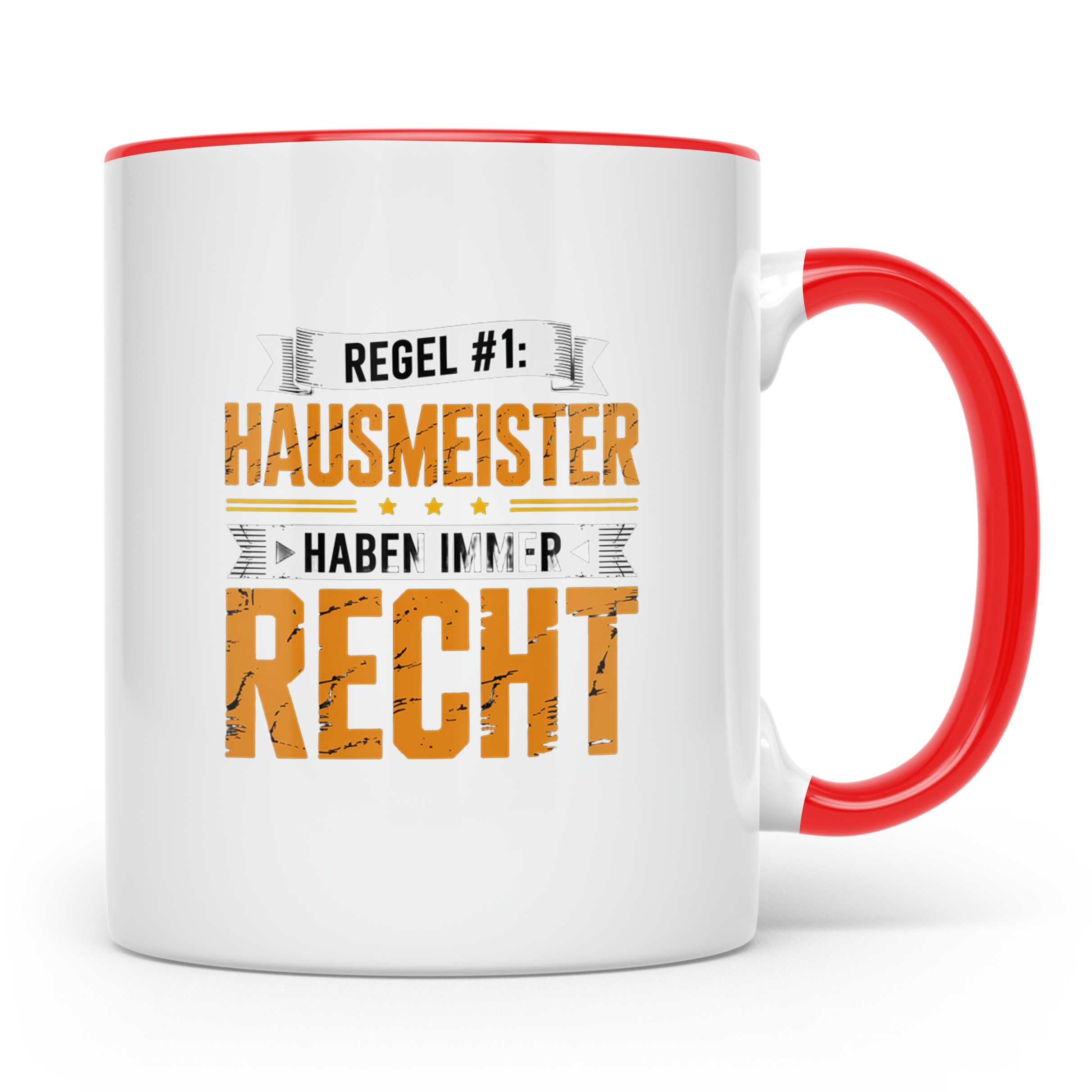 Hausmeister Tasse Spruch Regel #1 Haben immer Recht | Gesche – Rot [farbe:rot]