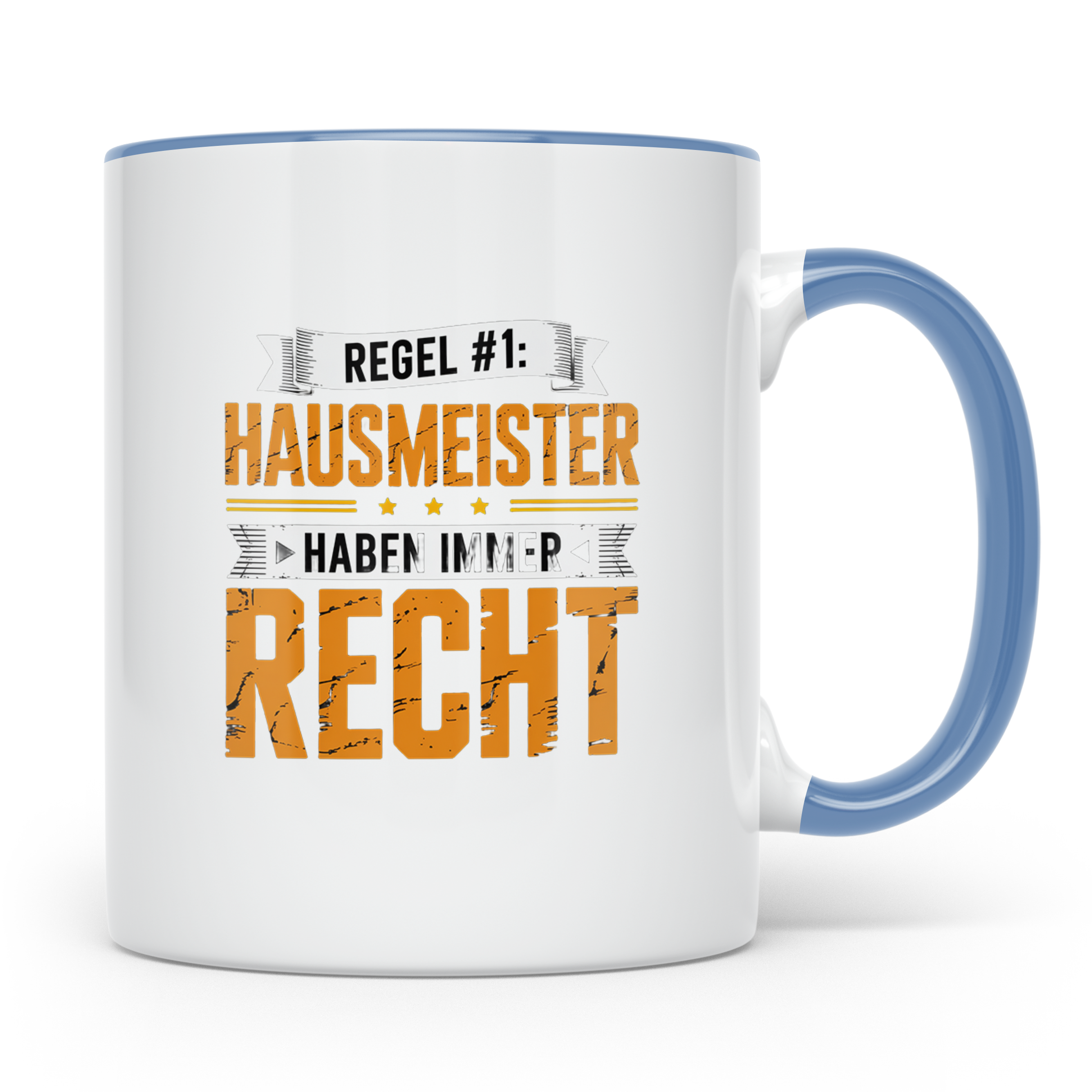 Hausmeister Tasse Spruch Regel #1 Haben immer Recht | Gesche – Blau [farbe:blau]