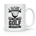 Golfer Tasse mit Spruch 'Alt ist man erst dann...' Geschenk  – Weiß [farbe:weiß]