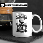 Golfer Tasse mit Spruch 'Alt ist man erst dann...' Geschenk  – Weiß [farbe:weiß]