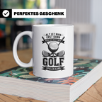 Golfer Tasse mit Spruch 'Alt ist man erst dann...' Geschenk  – Weiß [farbe:weiß]