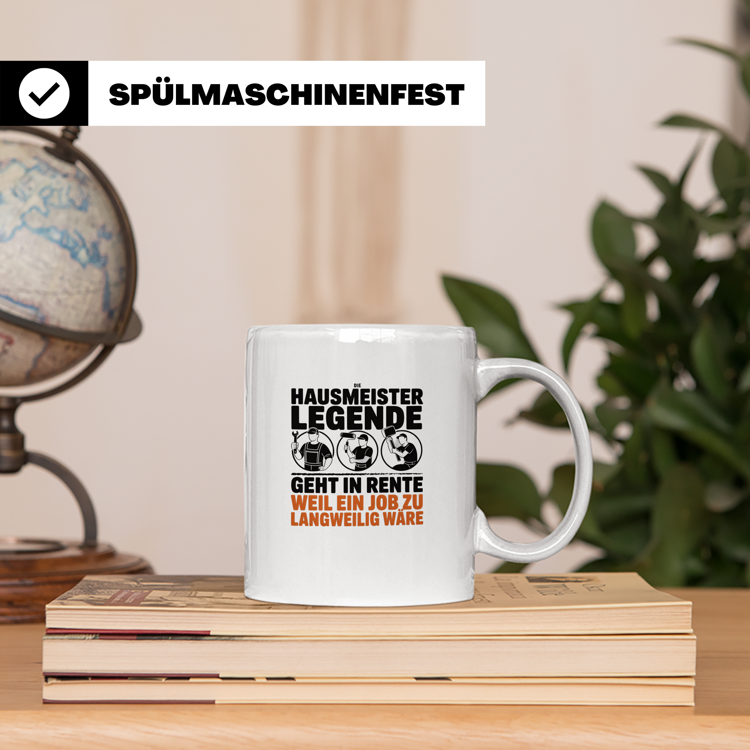 Hausmeister Legende Rente Tasse, Geschenk für Rentner & Haus – Weiß [farbe:weiß]
