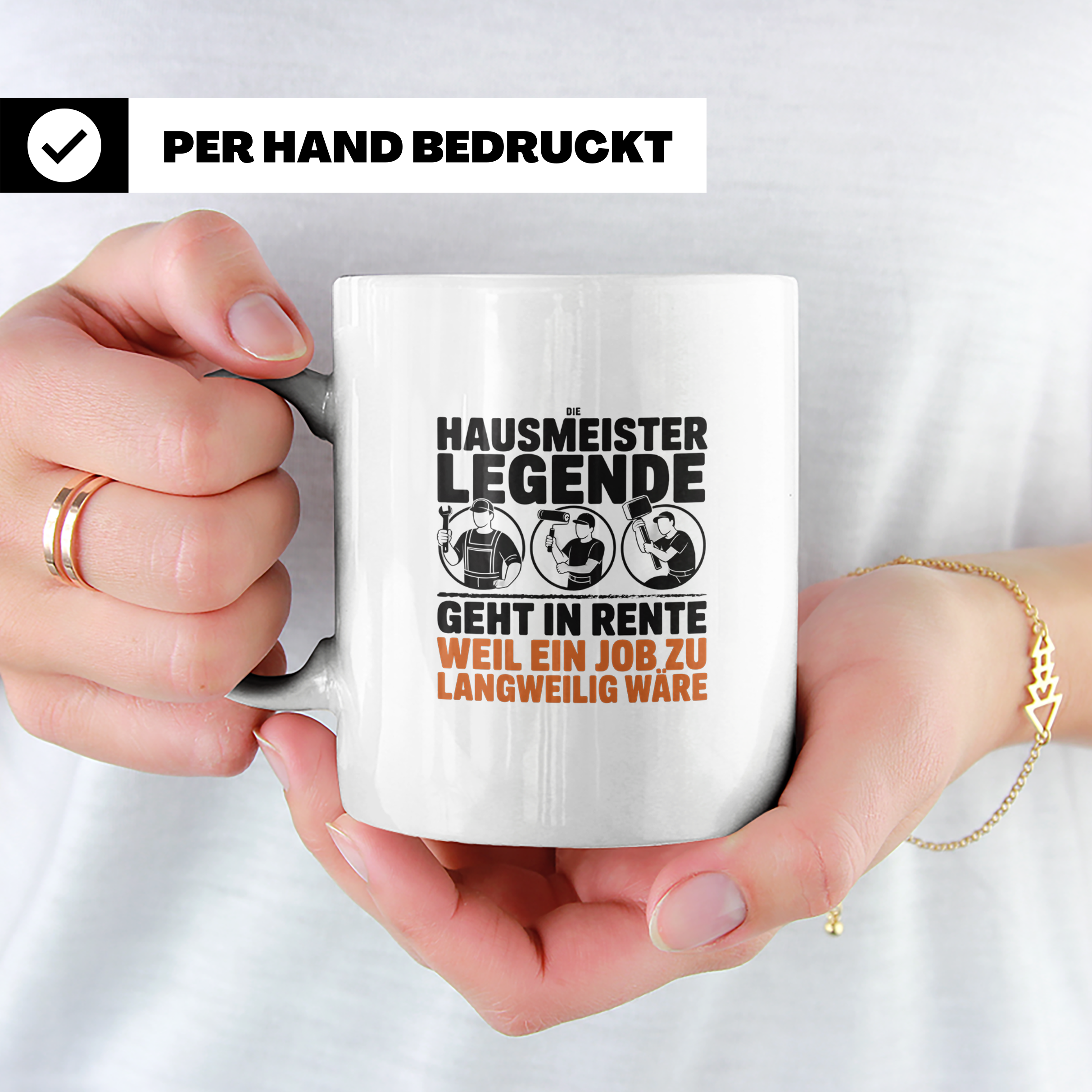 Hausmeister Legende Rente Tasse, Geschenk für Rentner & Haus – Weiß [farbe:weiß]