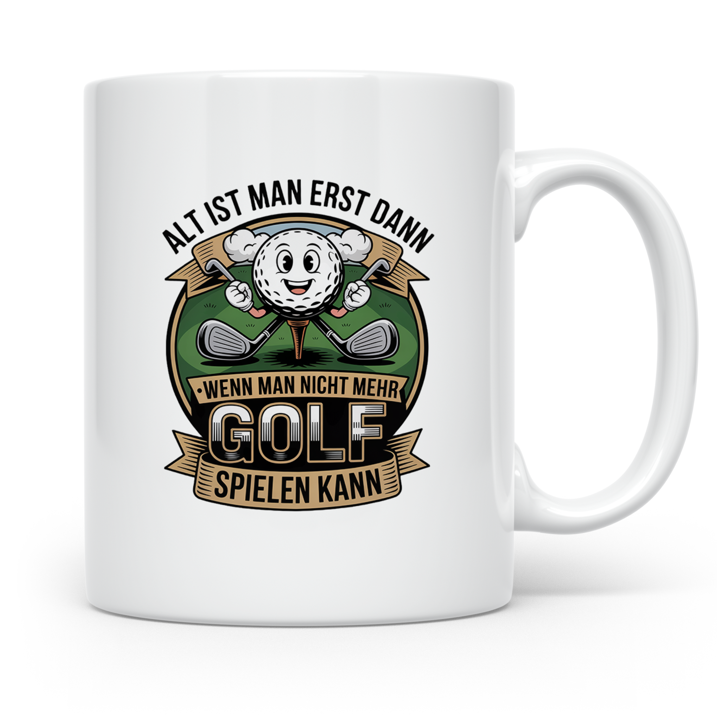 Golfer Tasse mit Spruch | Alt ist man erst wenn... | Lustige – Weiß [farbe:weiß]