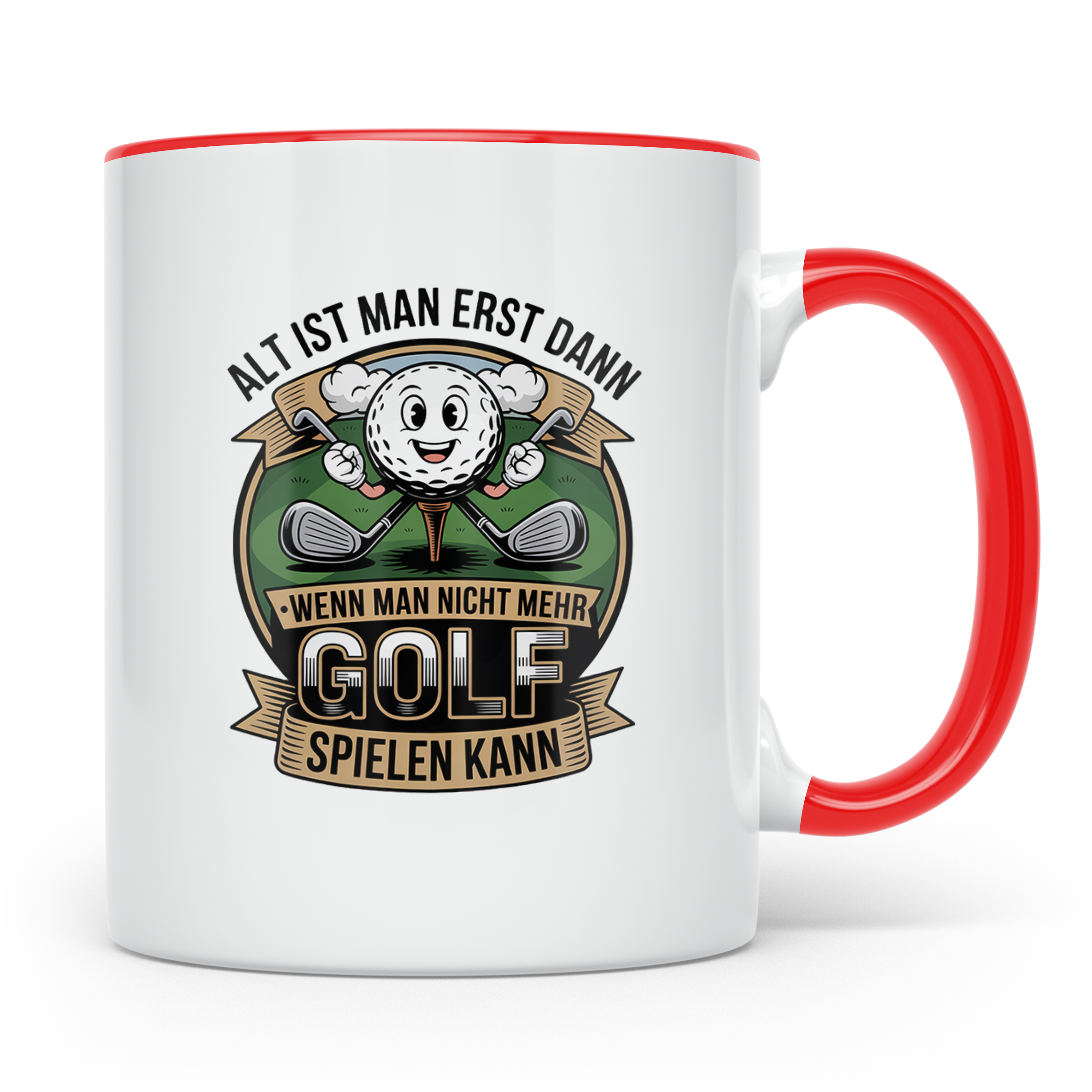 Golfer Tasse mit Spruch | Alt ist man erst wenn... | Lustige – Rot [farbe:rot]