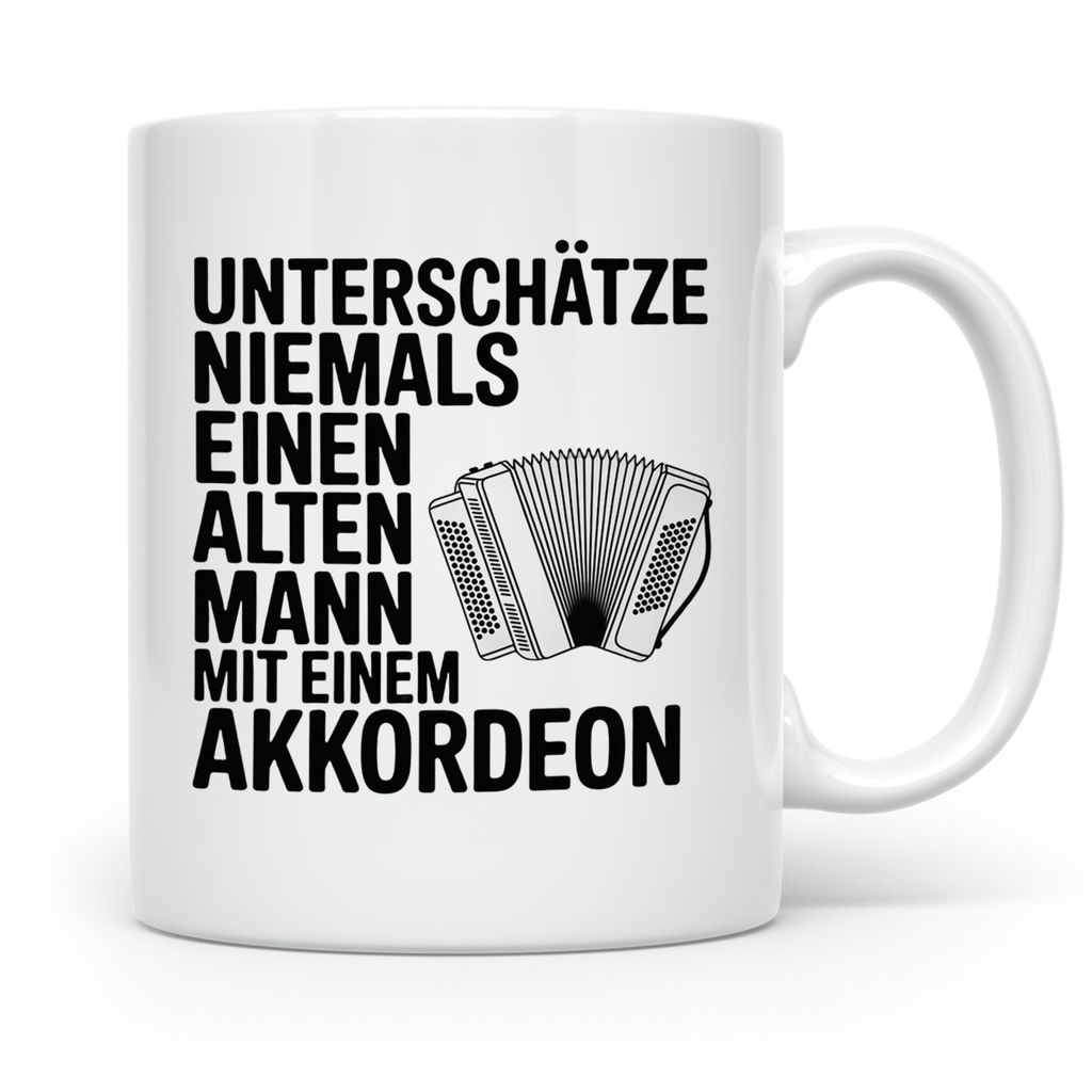 Akkordeon Tasse Alter Mann lustiger Spruch | Geschenk für Mu – Weiß [farbe:weiß]