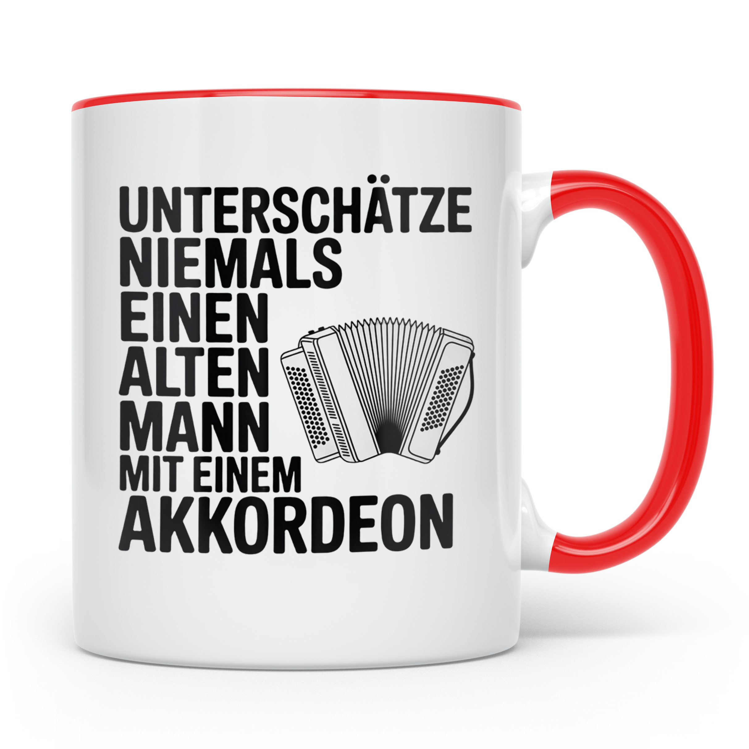 Akkordeon Tasse Alter Mann lustiger Spruch | Geschenk für Mu – Rot [farbe:rot]