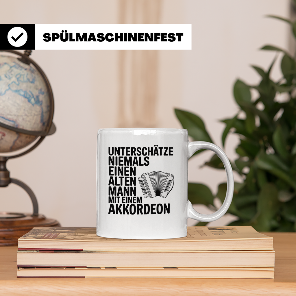 Akkordeon Tasse Alter Mann lustiger Spruch | Geschenk für Mu – Weiß [farbe:weiß]