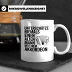 Akkordeon Tasse Alter Mann lustiger Spruch | Geschenk für Mu – Weiß [farbe:weiß]