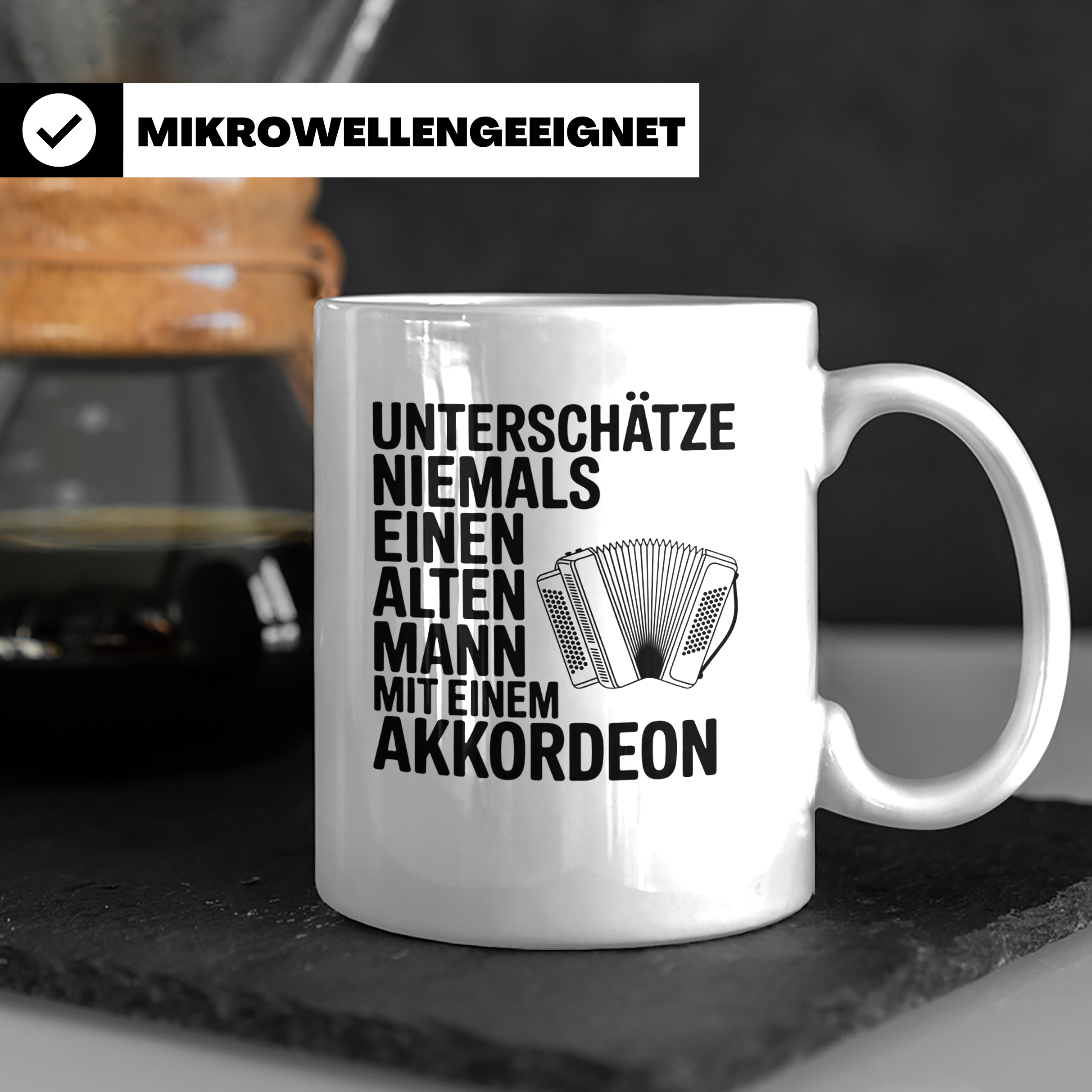 Akkordeon Tasse Alter Mann lustiger Spruch | Geschenk für Mu – Weiß [farbe:weiß]