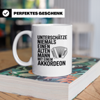 Akkordeon Tasse Alter Mann lustiger Spruch | Geschenk für Mu – Weiß [farbe:weiß]
