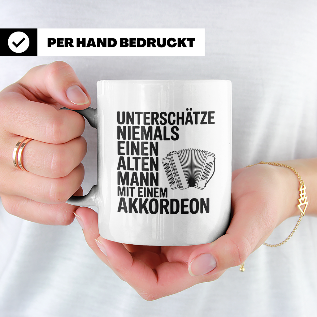 Akkordeon Tasse Alter Mann lustiger Spruch | Geschenk für Mu – Weiß [farbe:weiß]