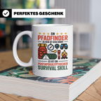 Pfadfinder Tasse mit Spruch Survival Skill, Geschenk für Sco – Weiß [farbe:weiß]
