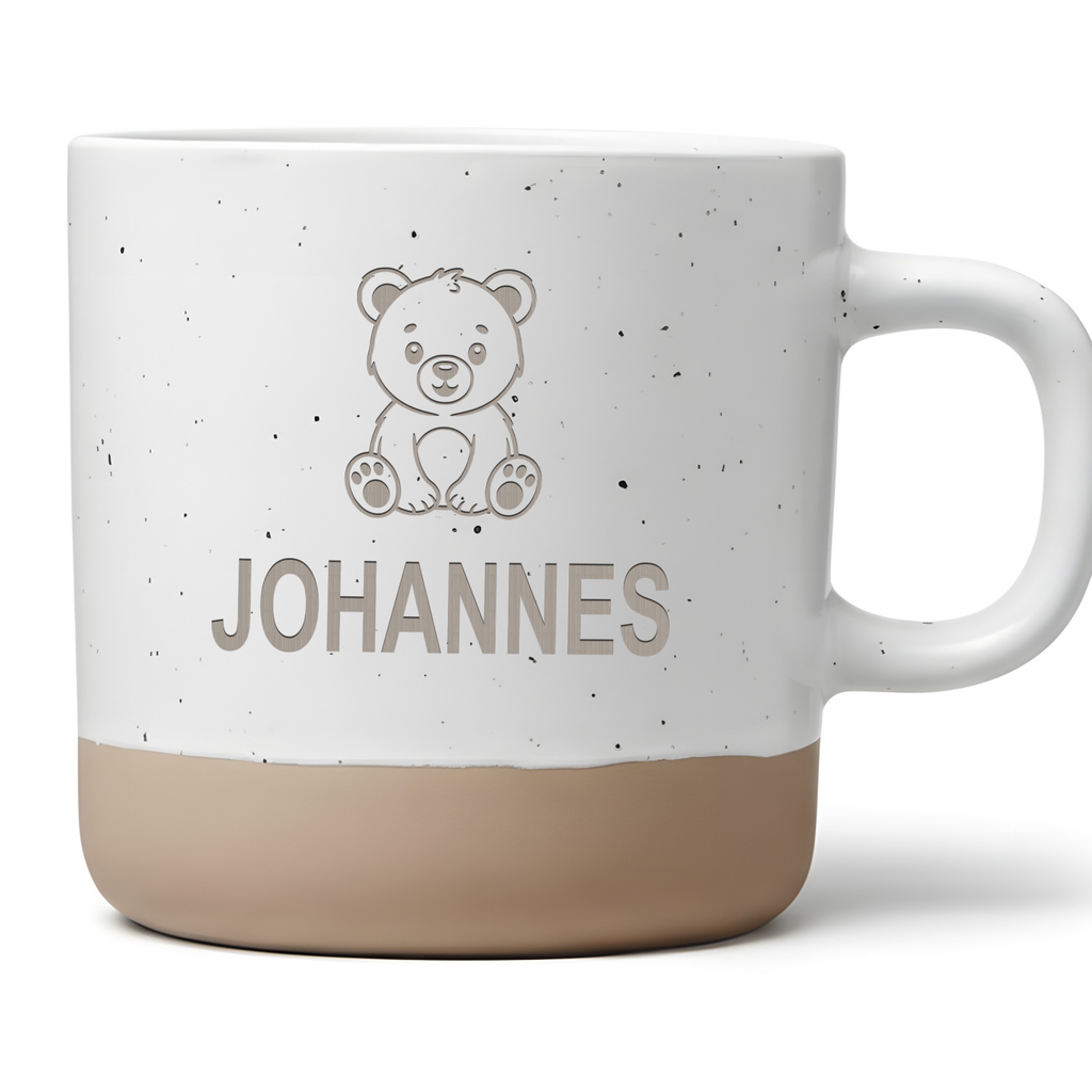 Personalisierte Tasse mit süßem Bär – Kinder Tasse mit Namen, niedliches Tiermotiv, Geschenk für Jungen & Mädchen
