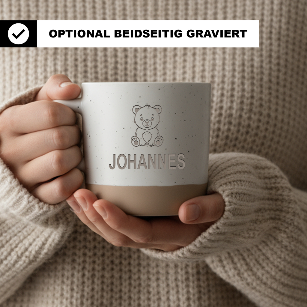 Personalisierte Tasse mit süßem Bär – Kinder Tasse mit Namen, niedliches Tiermotiv, Geschenk für Jungen & Mädchen