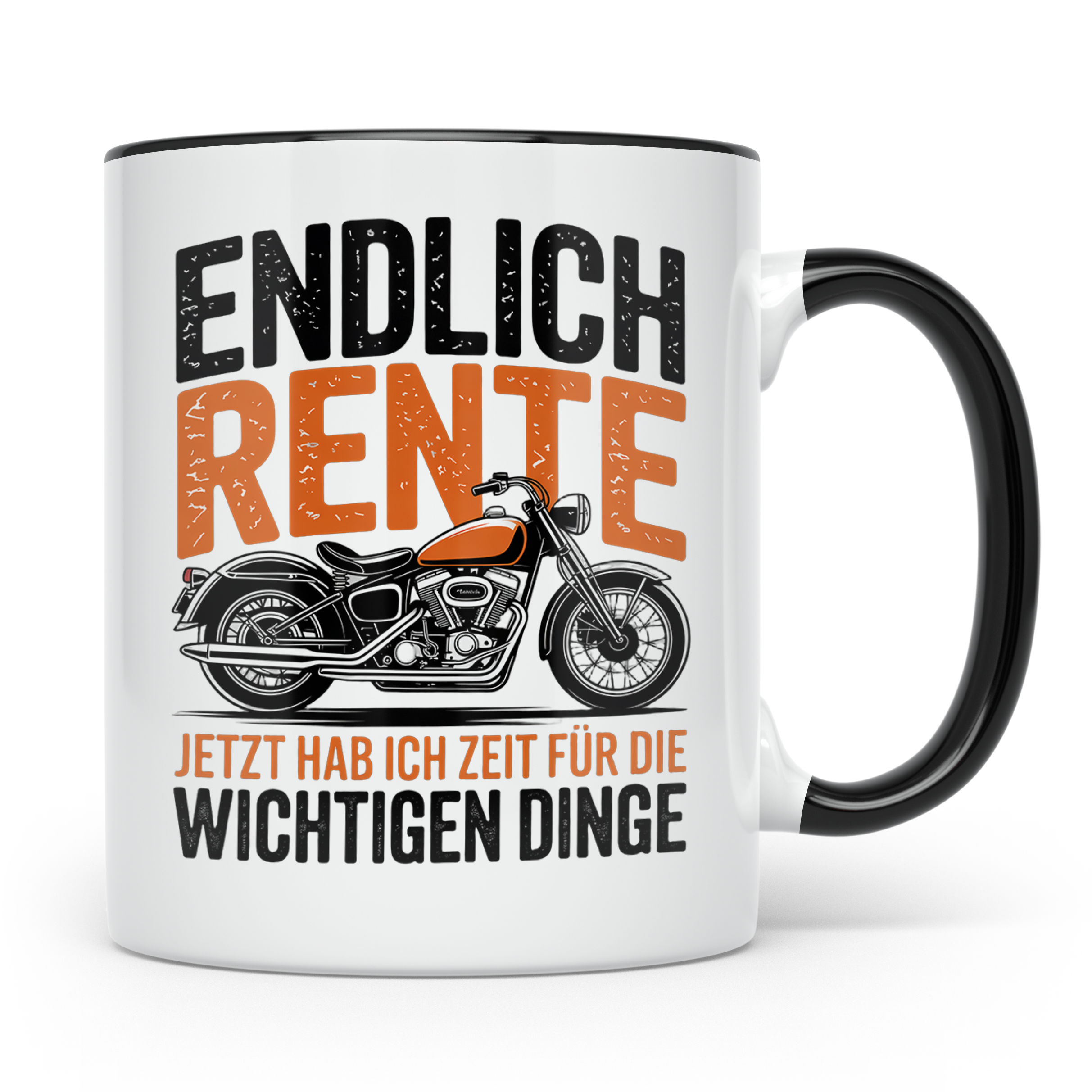 Rentner Tasse für Biker Motorradfahrer | Endlich Rente Spruc – Schwarz [farbe:schwarz]
