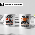 Rentner Tasse für Biker Motorradfahrer | Endlich Rente Spruc – Weiß [farbe:weiß]