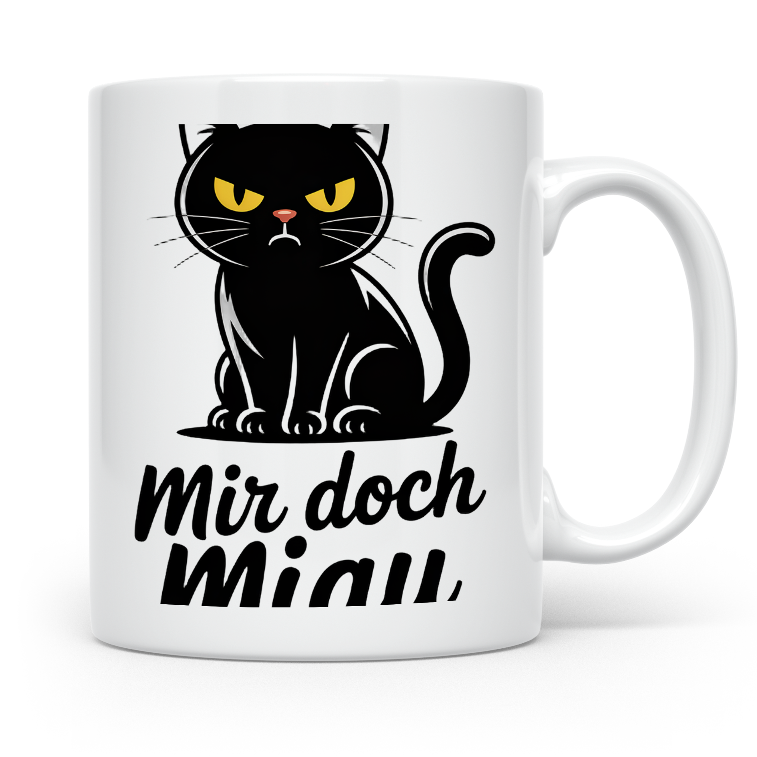 Mir doch Miau Tasse mit böser schwarzer Katze, sarkastischer – Weiß [farbe:weiß]