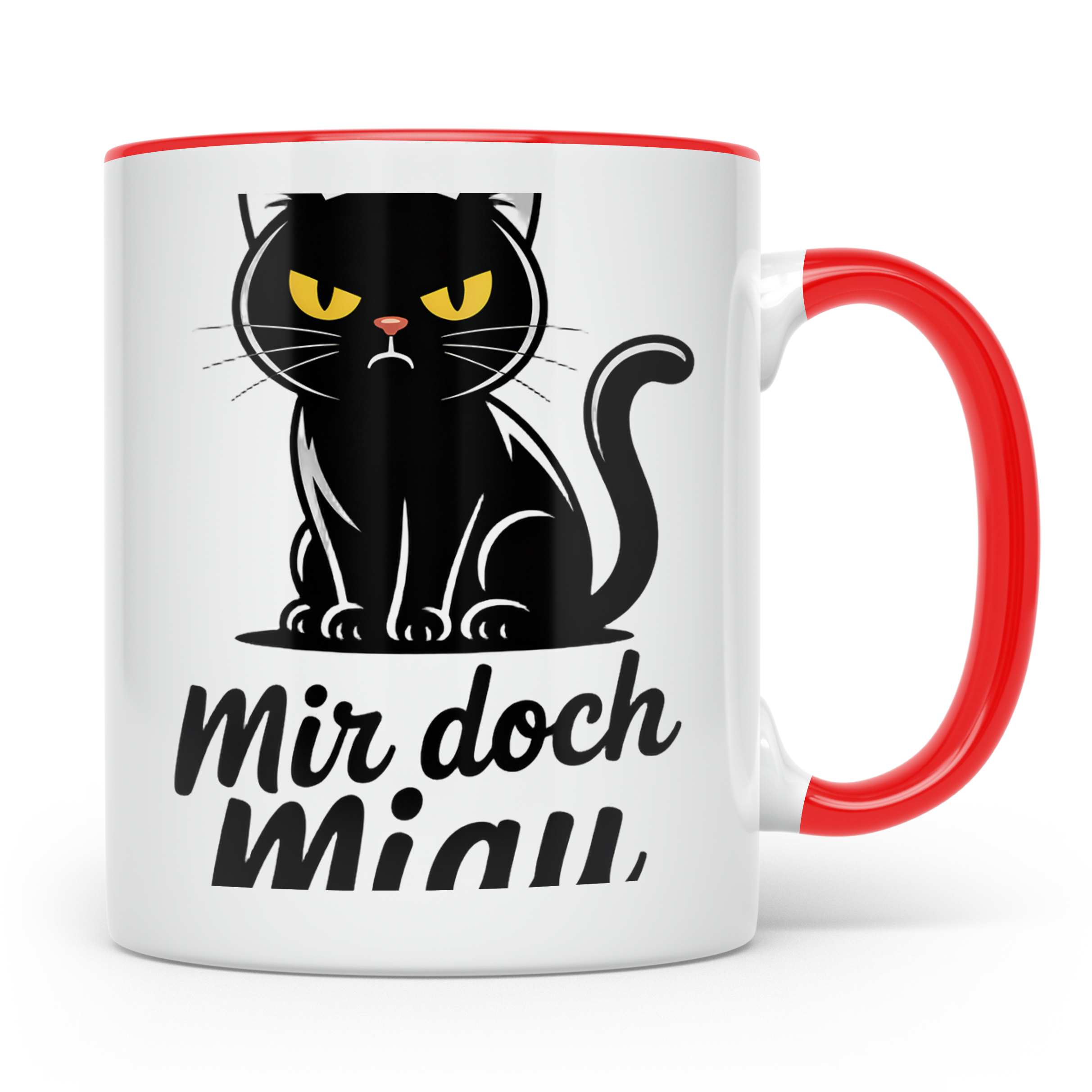 Mir doch Miau Tasse mit böser schwarzer Katze, sarkastischer – Rot [farbe:rot]