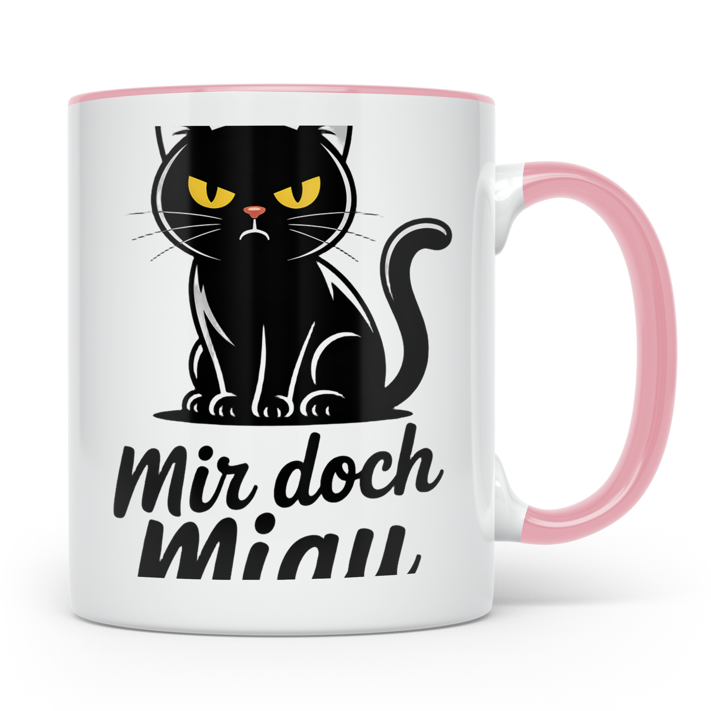 Mir doch Miau Tasse mit böser schwarzer Katze, sarkastischer – Rosa [farbe:rosa]