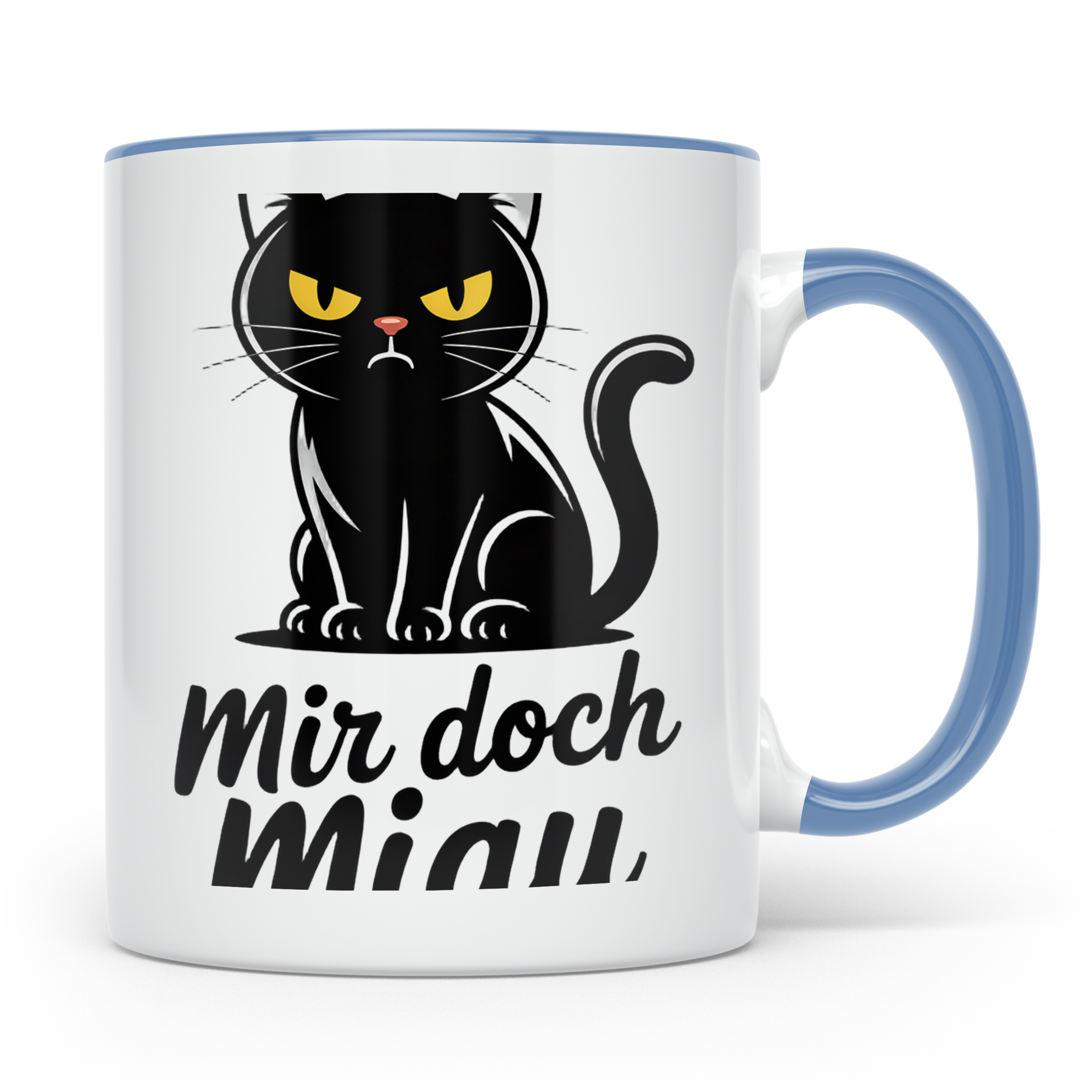 Mir doch Miau Tasse mit böser schwarzer Katze, sarkastischer – Blau [farbe:blau]