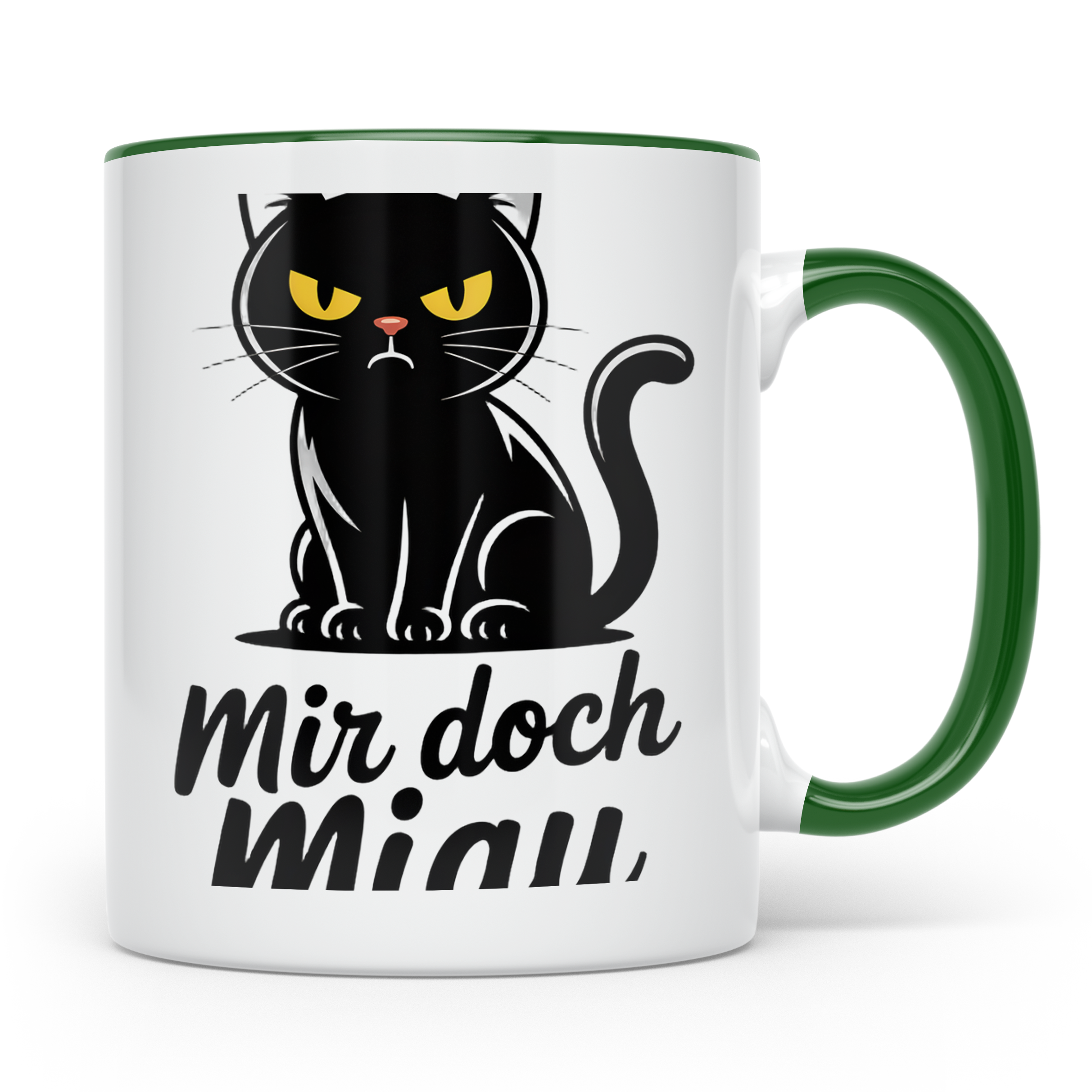 Mir doch Miau Tasse mit böser schwarzer Katze, sarkastischer – Grün [farbe:grün]