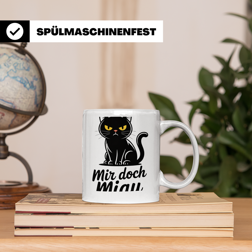 Mir doch Miau Tasse mit böser schwarzer Katze, sarkastischer – Weiß [farbe:weiß]